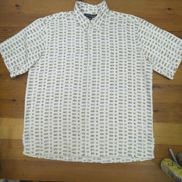 Tori‎ Richard Hawaiian Shirt Mens XL Silk Geometric Button Short Sleeve Casual - Picture 3 of 8